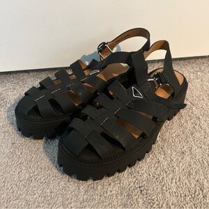 NWOB Dolce Vita 9 Shoes Black Platform Sandal Strappy Chunky